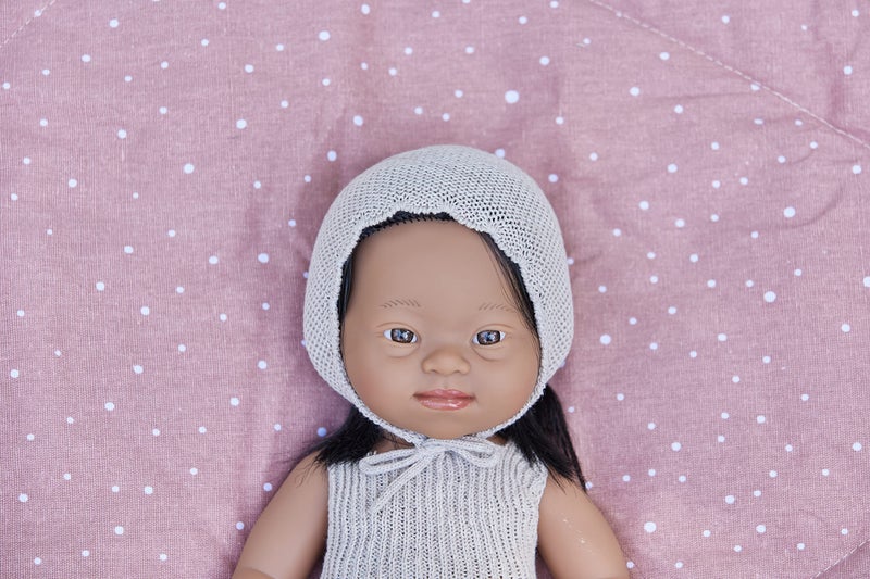 Miniland Clothes for Dolls 15'' Knitted Outfit Rompers & Bonnet - ECO, Made in Spain, Quality, Role Play, Educational - Image 3